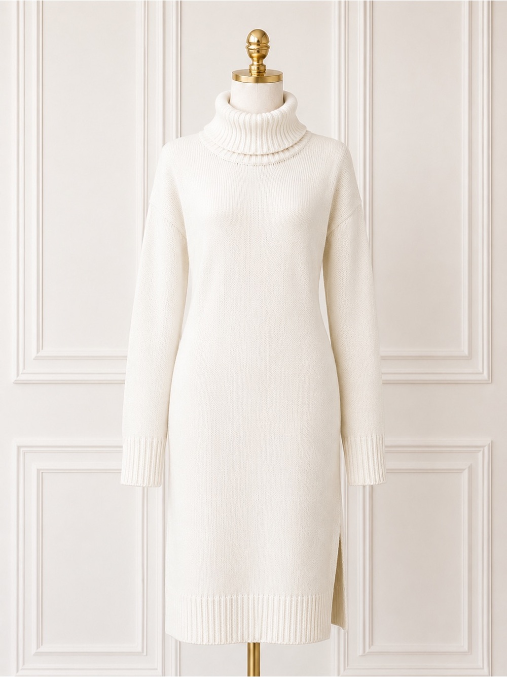 NEW Zenana Oversized Turtleneck Sweater Dress Ivory S M L